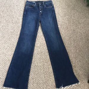 High waisted mini flare jeans